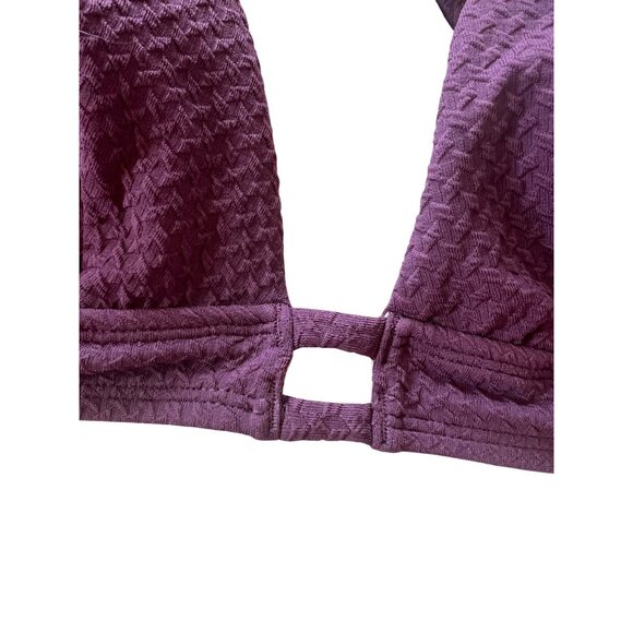 CUPSHE Textured Plum Bikini Top With Adjustable Straps & Back Closure Size XL - Picture 9 of 14